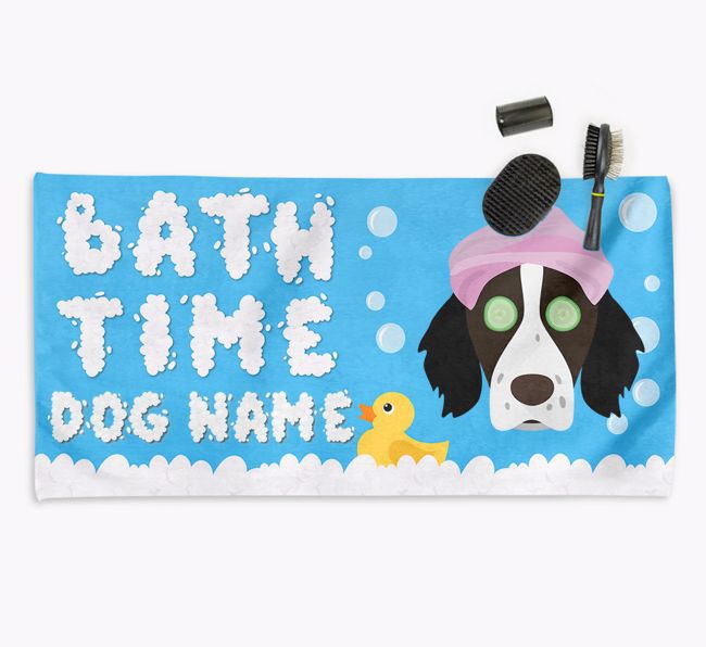 'Bubble Bath Time' Personalised Dog Towel for your {breedCommonName}